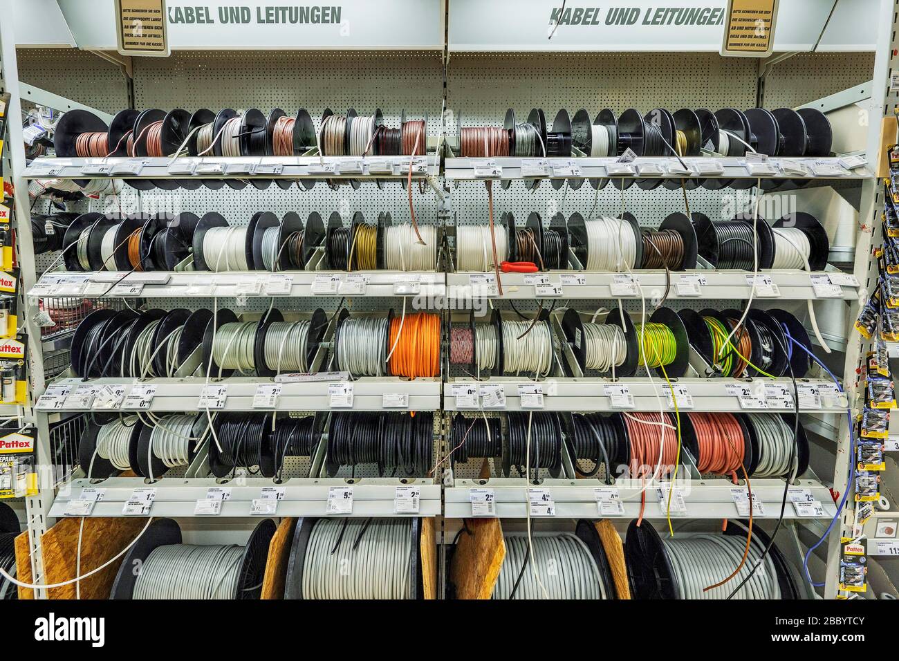 Cable and wire, self-service, hardware store, Bavaria, Germany Stock Photo