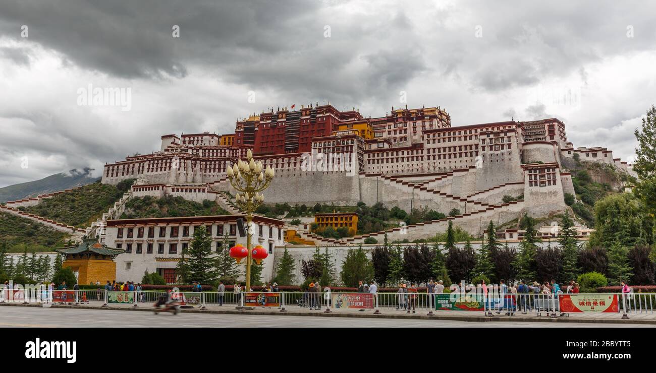 Panorama view of Potala Palace - an Unesco World Heritage. Home of the ...