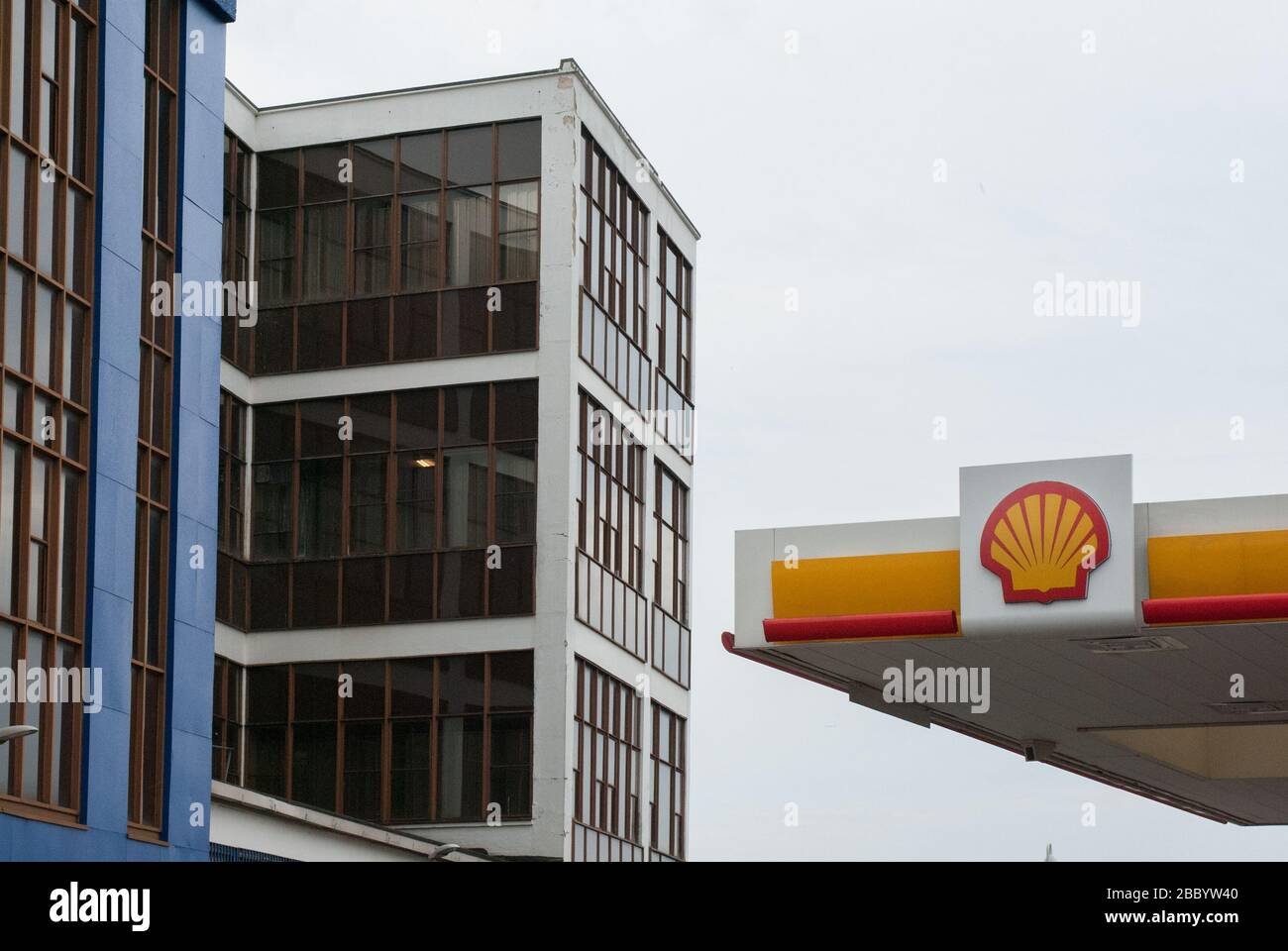 Shell Petrol Station and Napier Works on The Vale, East Acton, London