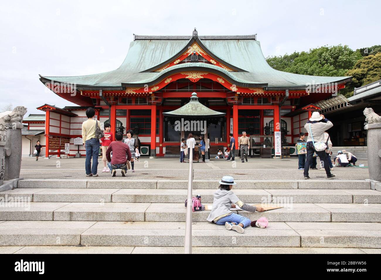 INUYAMA, JAPAN - MAY 3, 2012: People visit Narita-San Temple in Inuyama, Japan. The Shingon sect Buddhist temple was opened in 1953. Stock Photo