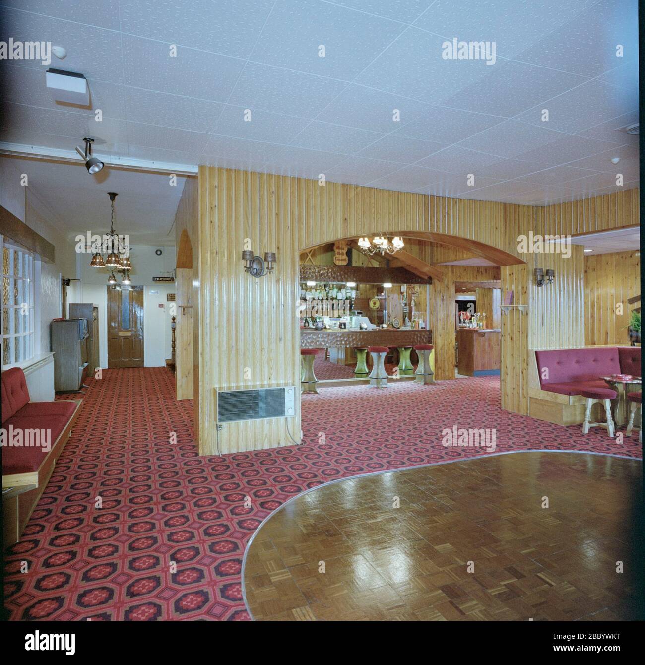 1986 Dated restaurant interior, West Yorkshire, Northern England, UK Stock Photo