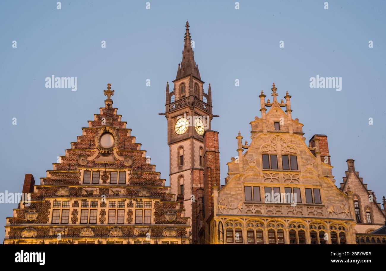Ghent. Image of Ghent, Belgium during twilight Stock Photo