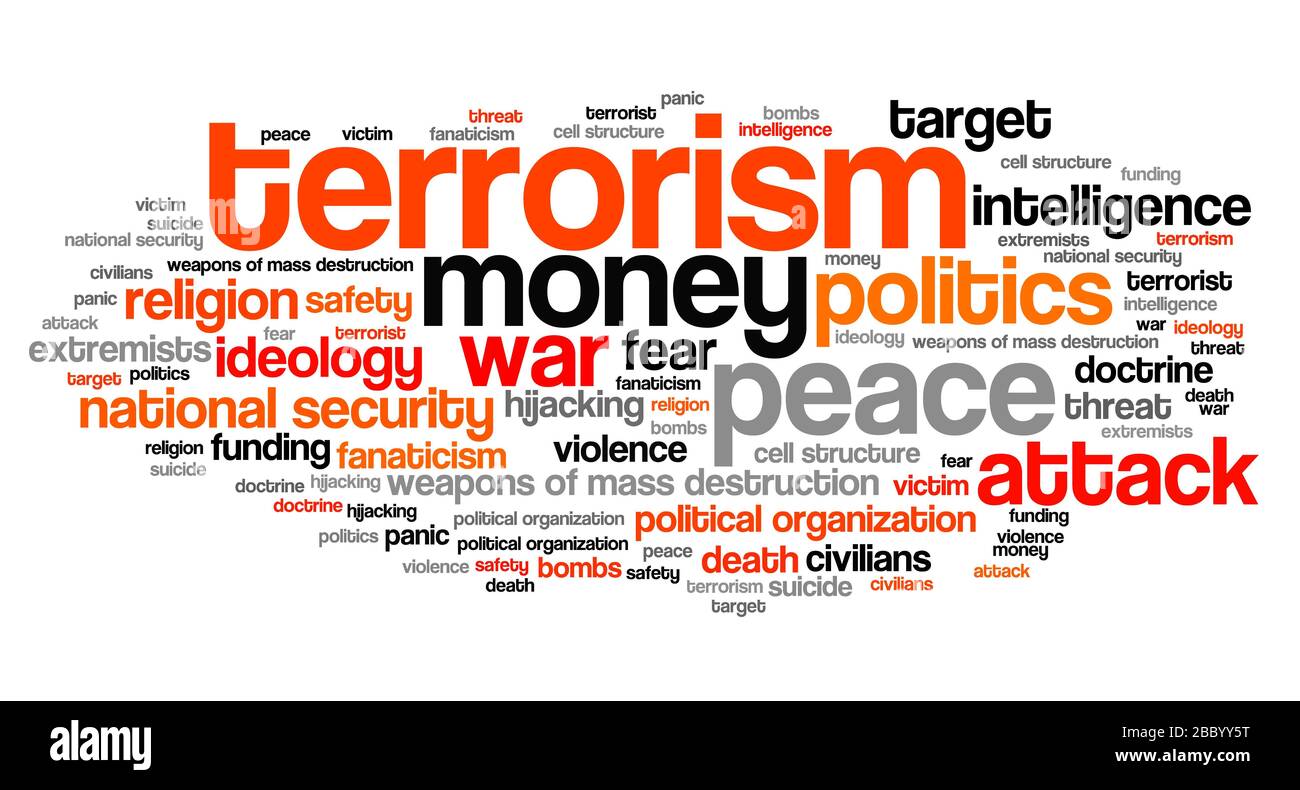 Terrorism issues and concepts word cloud illustration. Word collage concept. Stock Photo