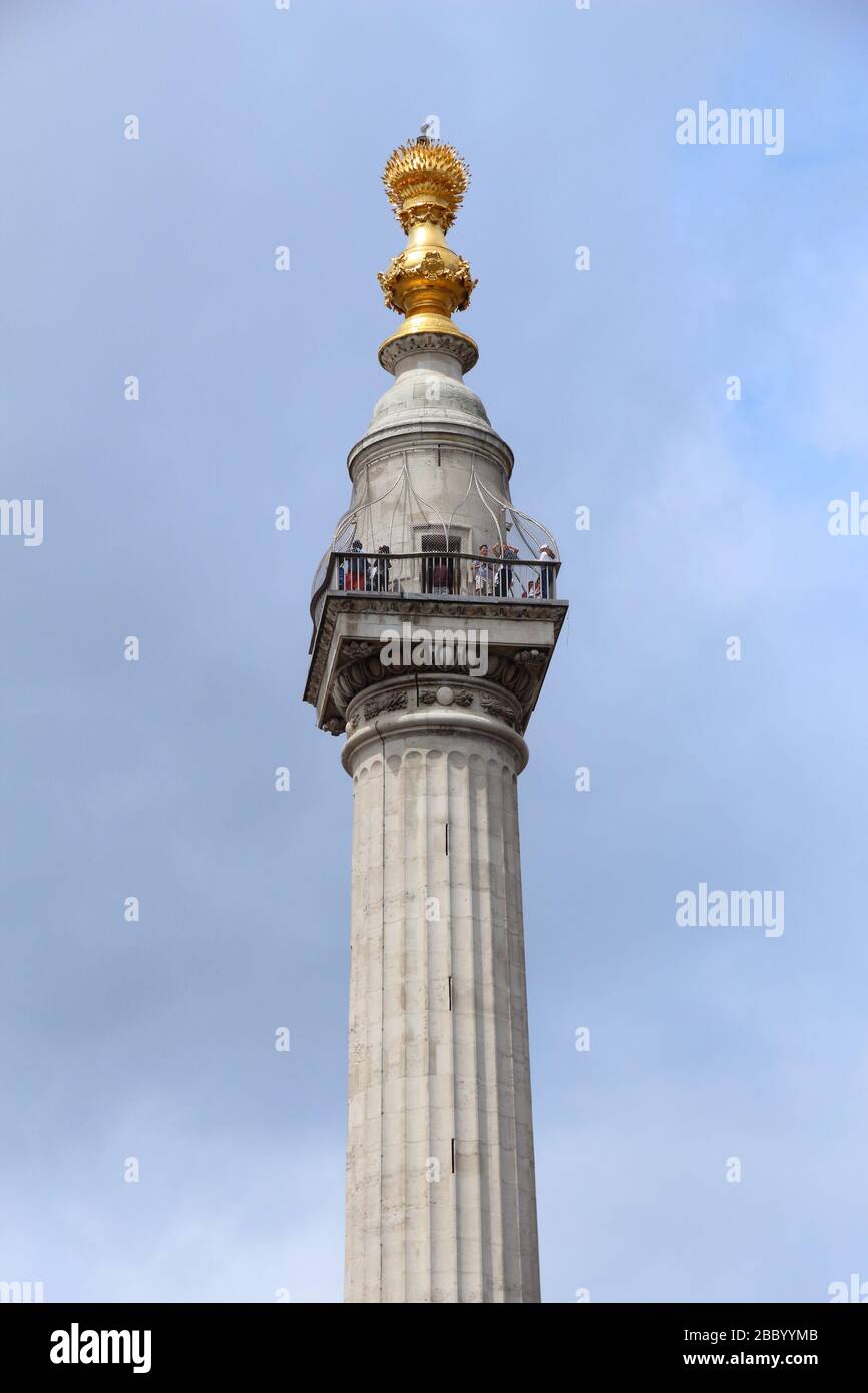 London, UK - Monument to the Great Fire of London. Stock Photo