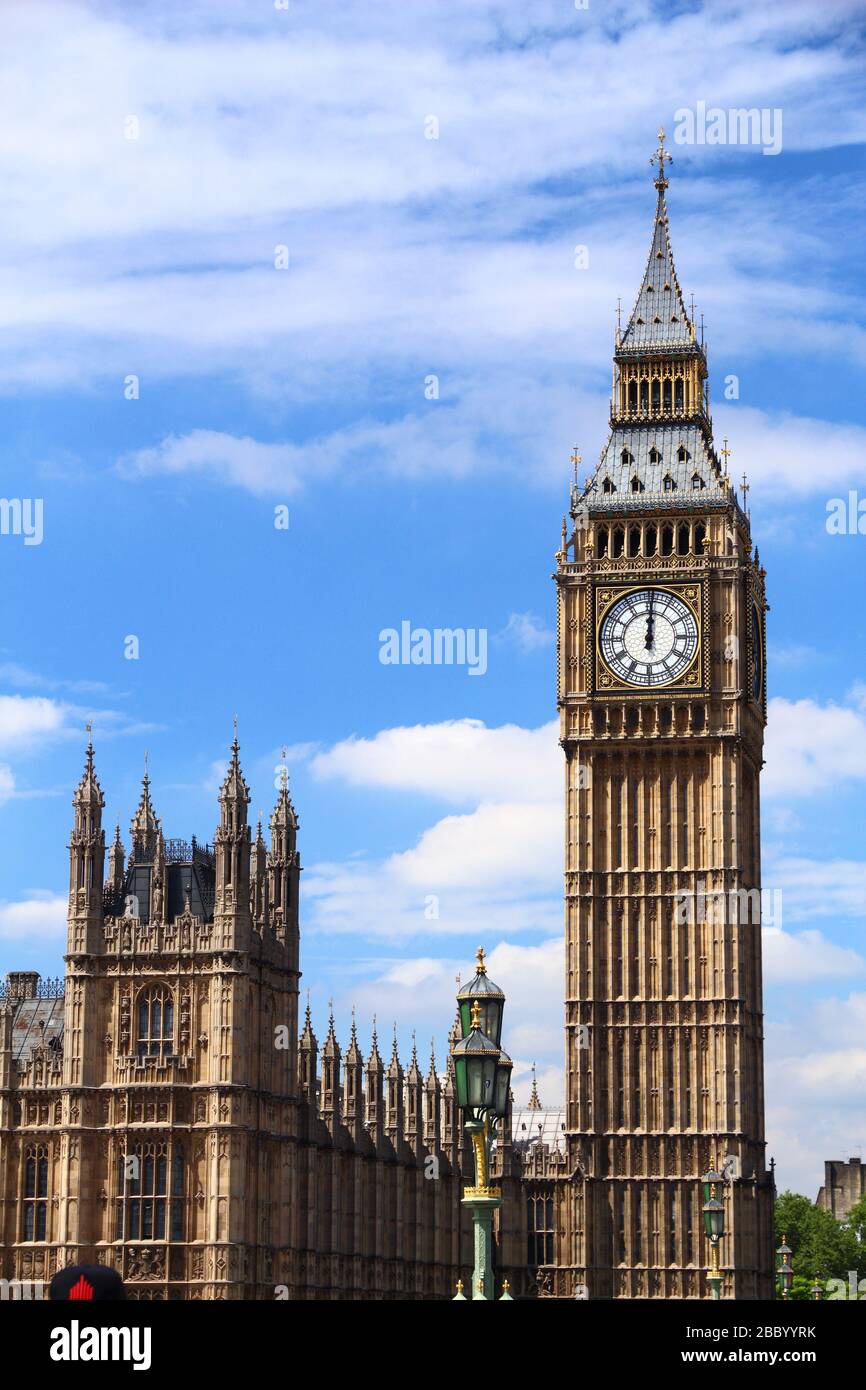 Big Ben clock tower. Palace of Westminster in London, UK. Stock Photo