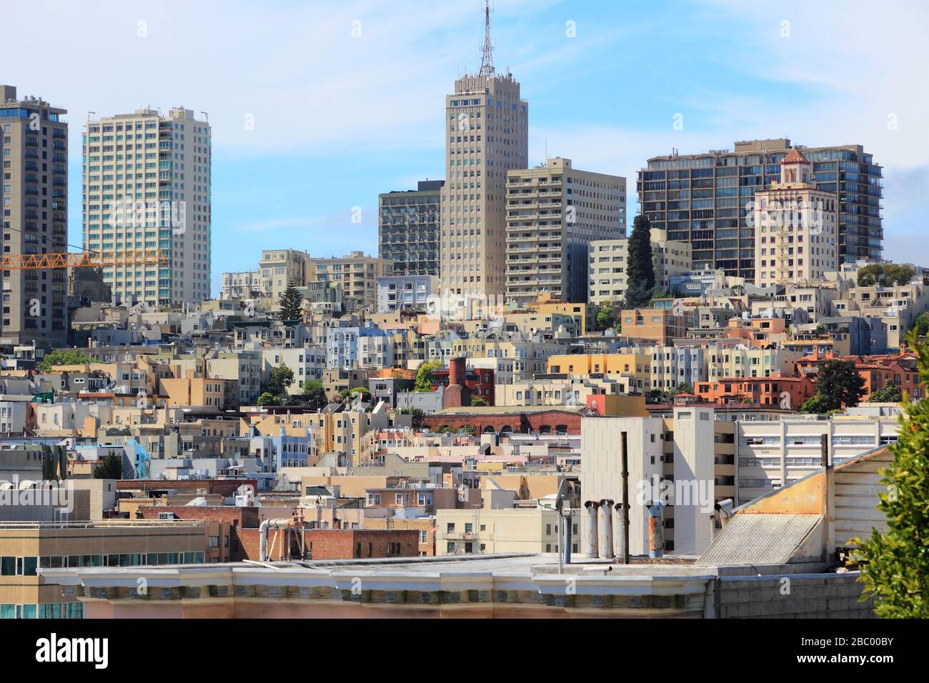 San Francisco, California, United States - city skyline with Nob Hill. Stock Photo