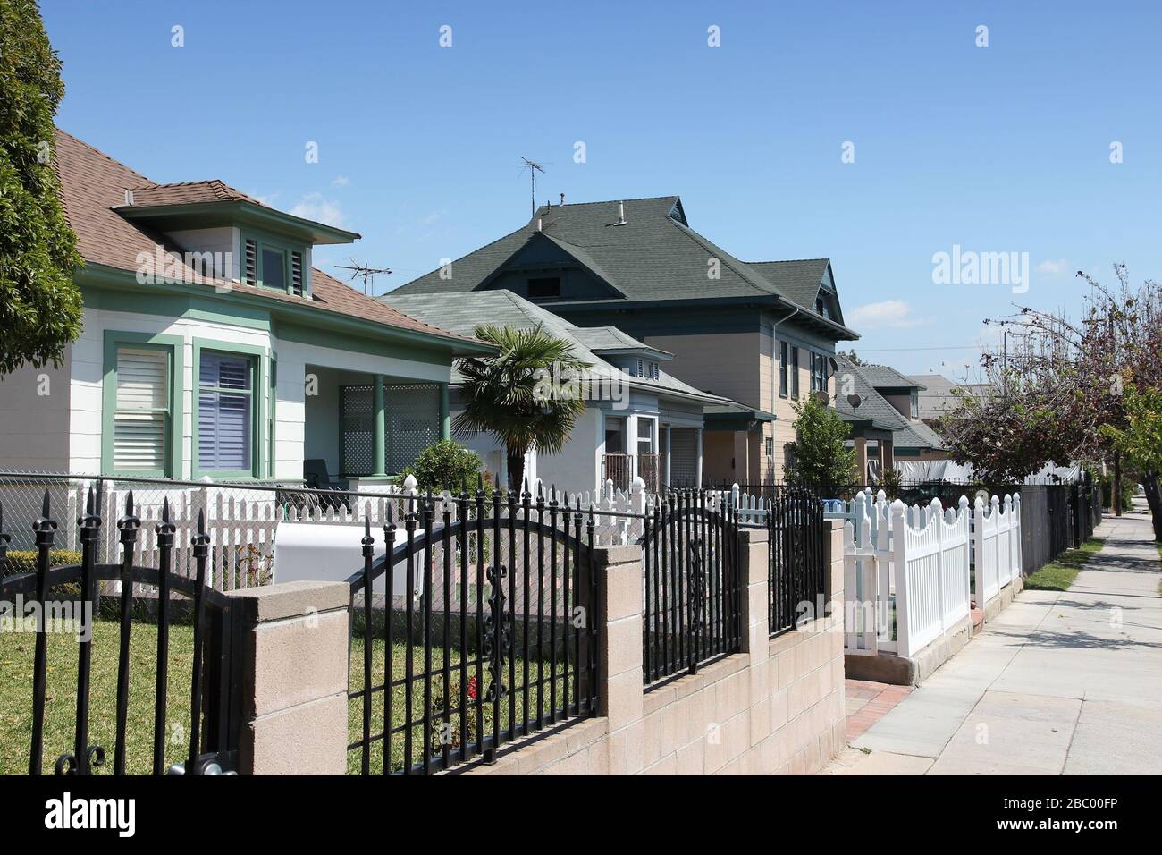 Los Angeles residential district street view. Boyle Heights Stock Photo