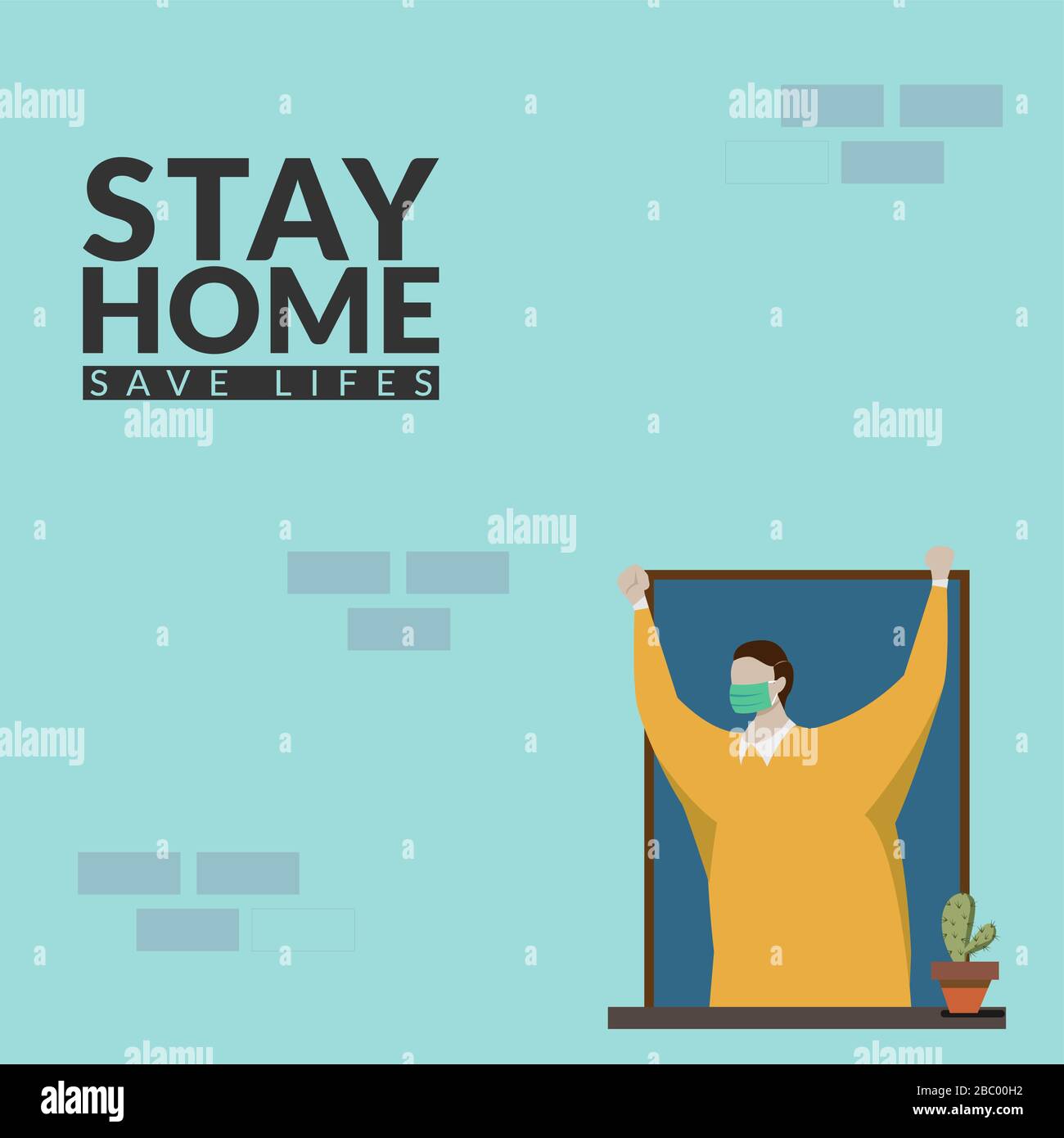 people make self isolation at home for stay home save lifes awareness social media campaign for coronavirus prevention during the covid-19 epidemic. Stock Vector