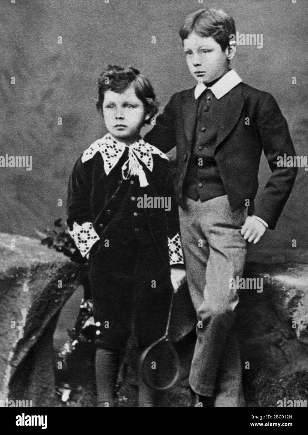 Winston Churchill age 10 with his brother, Jack Strange Churchill. 1884. Stock Photo