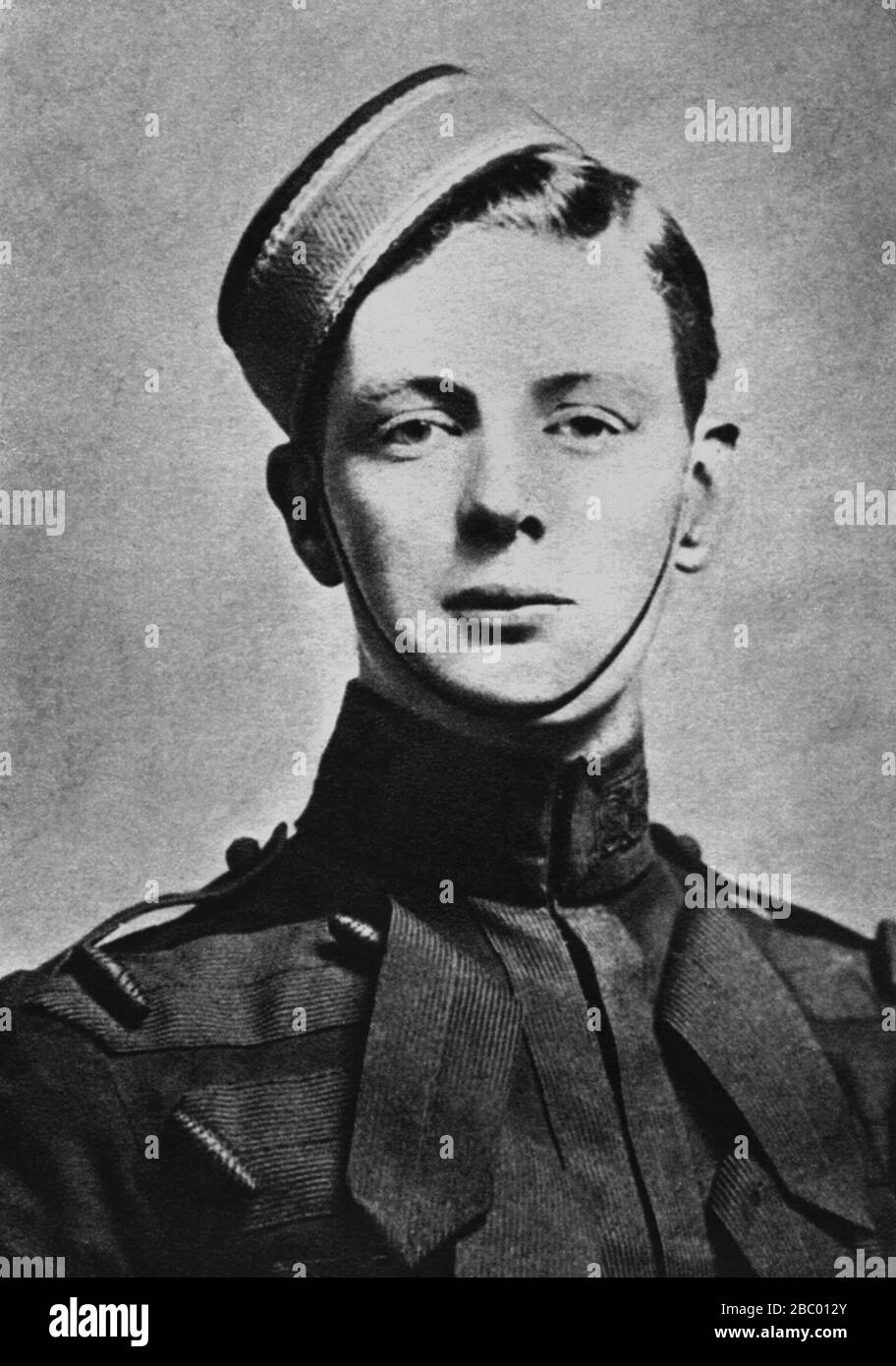 Winston Churchill as a cadet at the Royal Military College, Sandhurst. 1893 Stock Photo