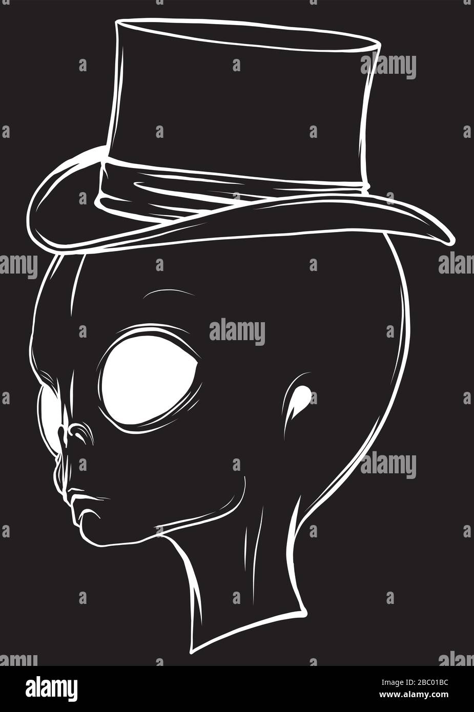 Alien head vector in black background illustration Stock Vector