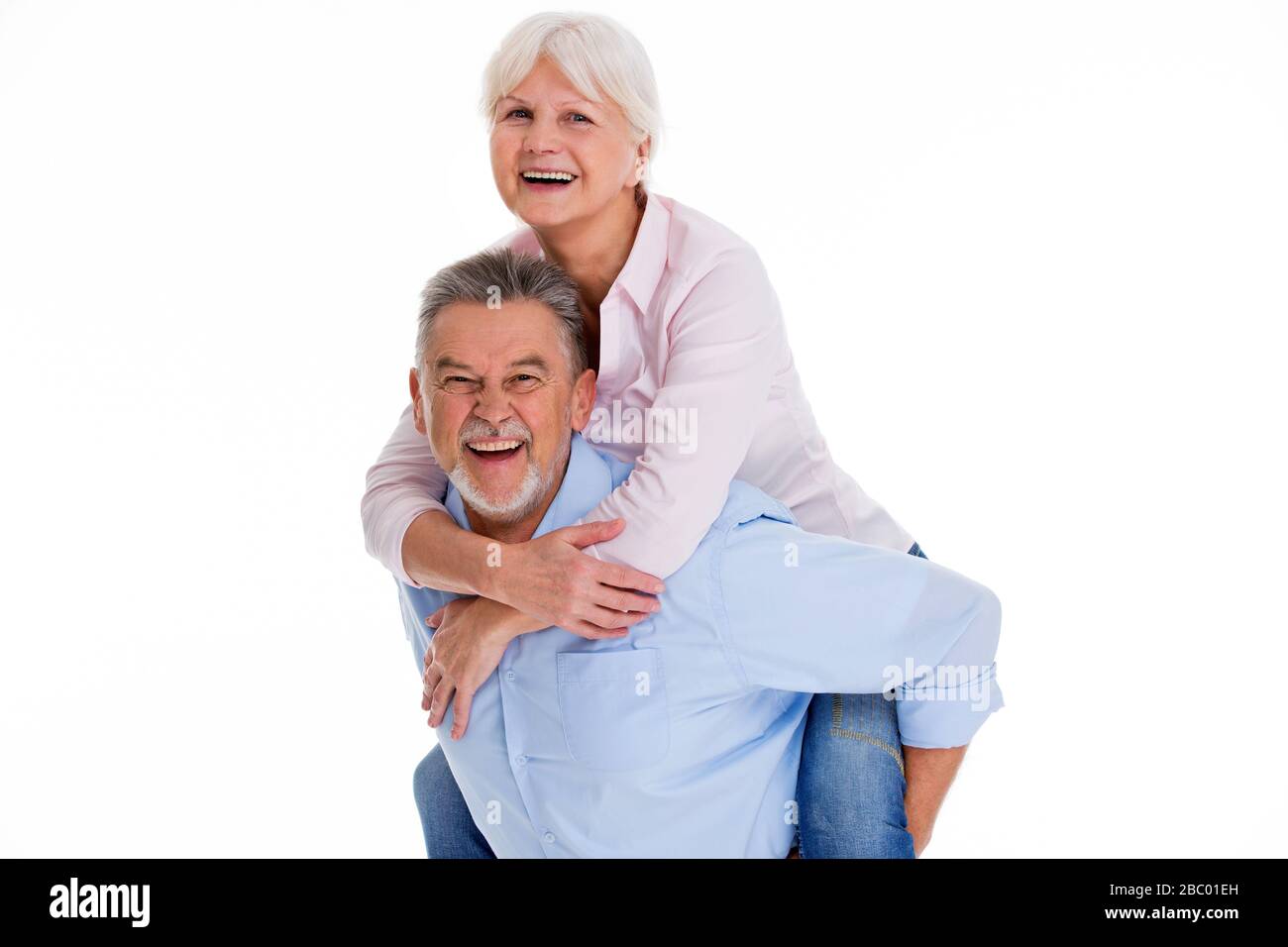 Senior couple over white background Stock Photo