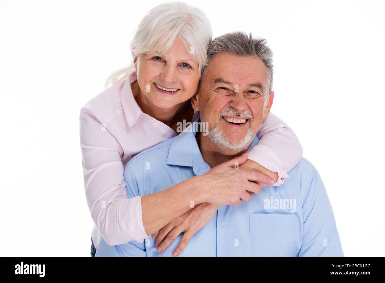 Senior couple over white background Stock Photo
