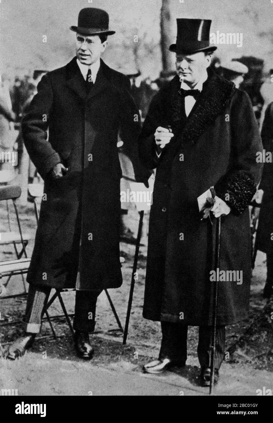 Winston Churchill with the Crown Prince of Sweden at a parade in Hyde Park. 1917. Stock Photo