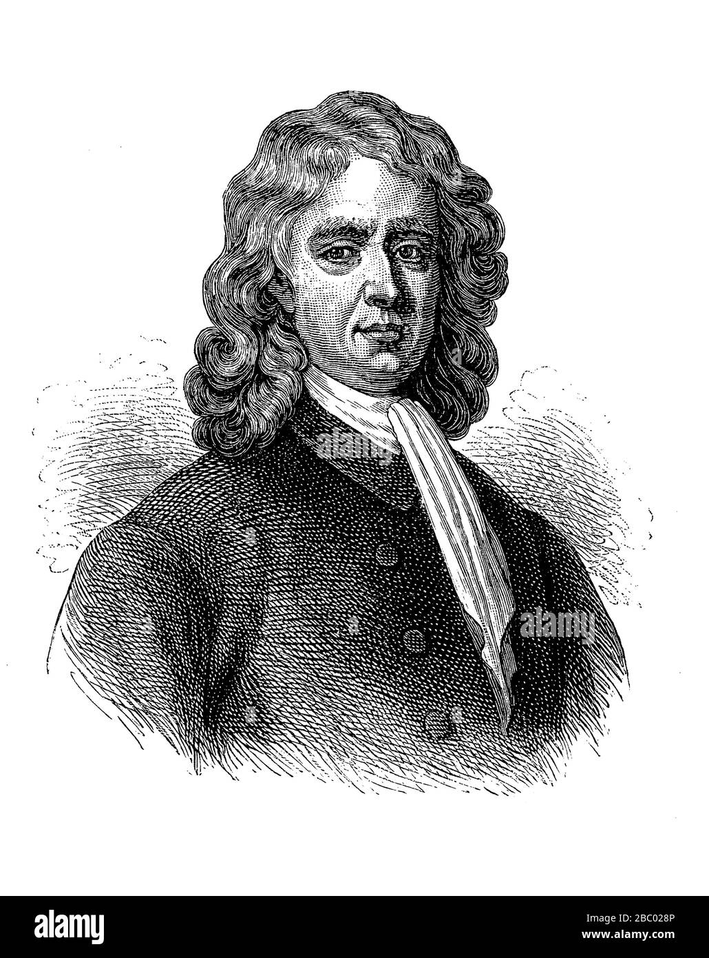 Portrait of Isaac Newton (1642 - 1727) English mathematician, physicist, astronomer and theologian Stock Photo