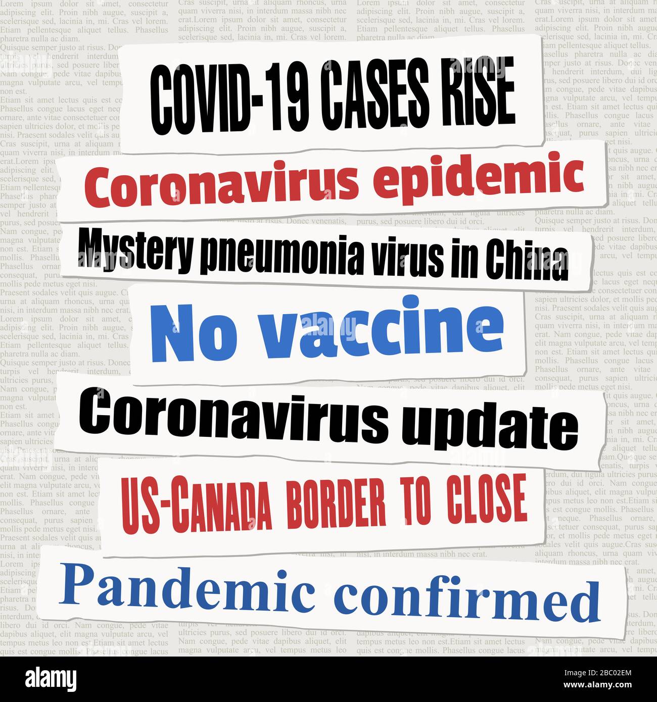 Coronavirus Pandemic Newspaper Titles Covid 19 Global Pandemic News Headline Collection Vector Stock Vector Image Art Alamy