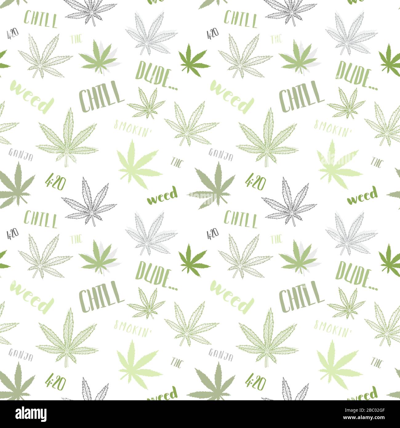 Cannabis seamless texture. Hemp theme vector pattern. Stock Vector