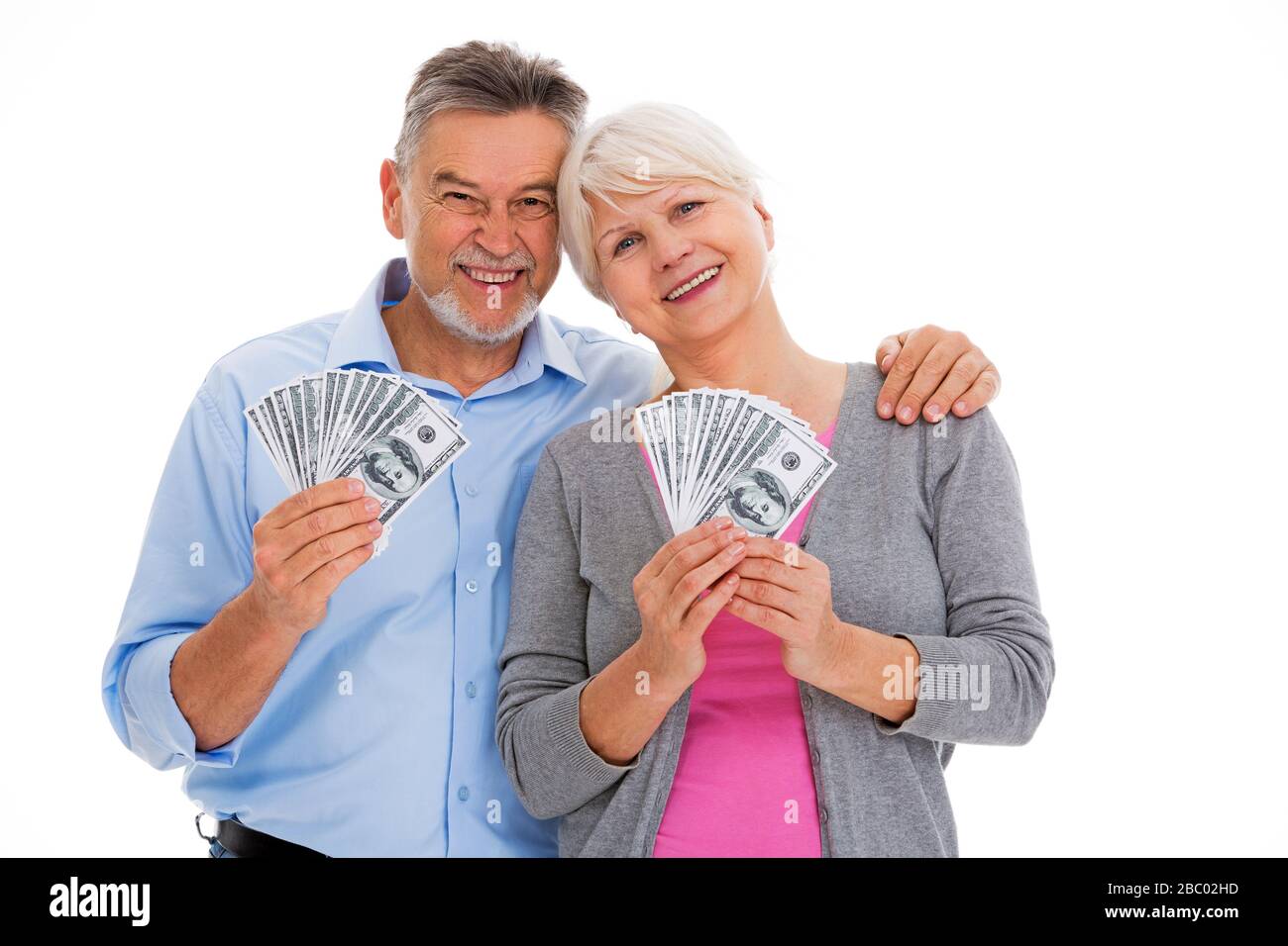 Senior couple over white background Stock Photo