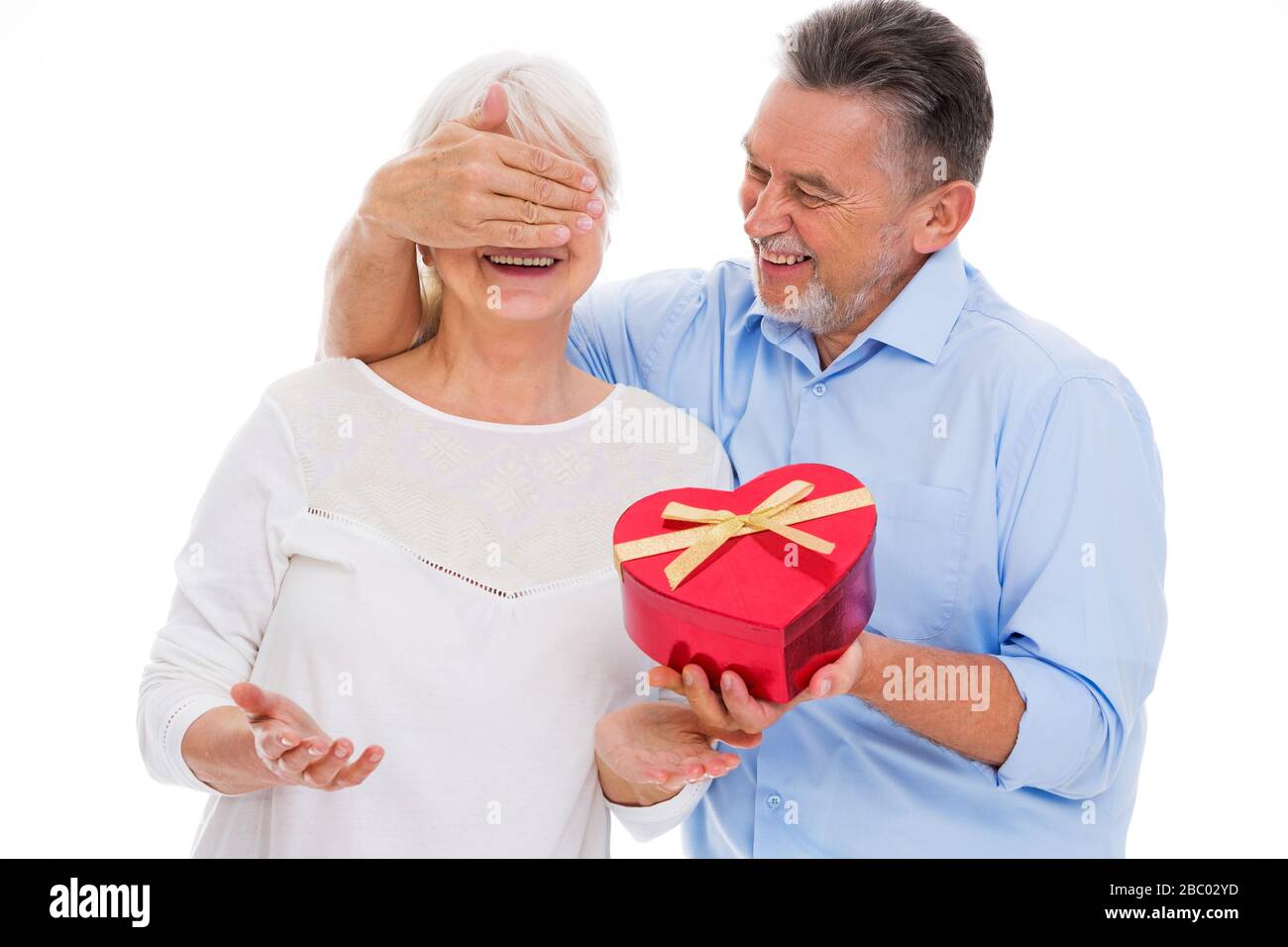 Senior couple over white background Stock Photo