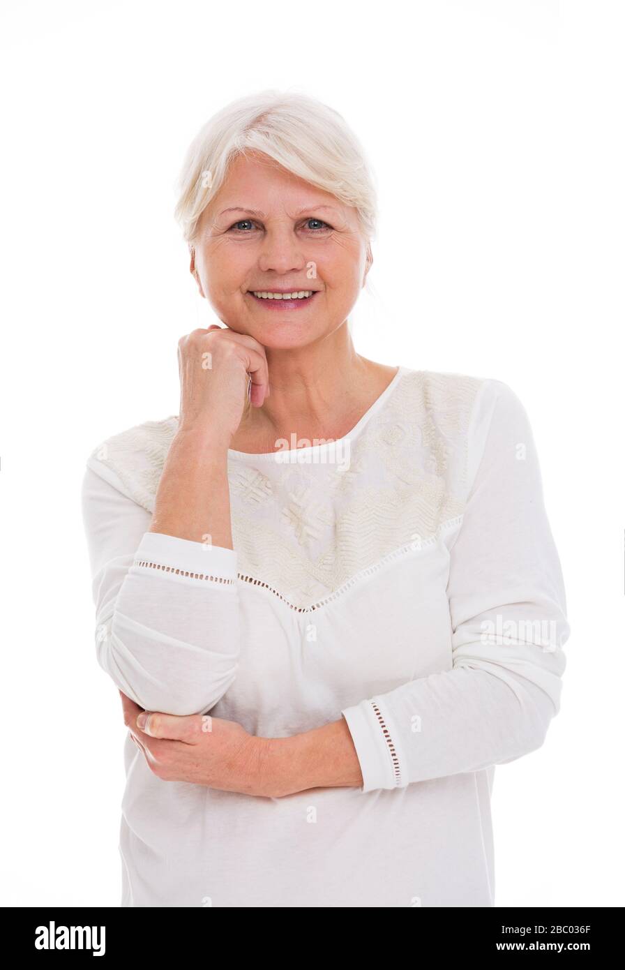 Mature elderly happy woman hi-res stock photography and images - Alamy