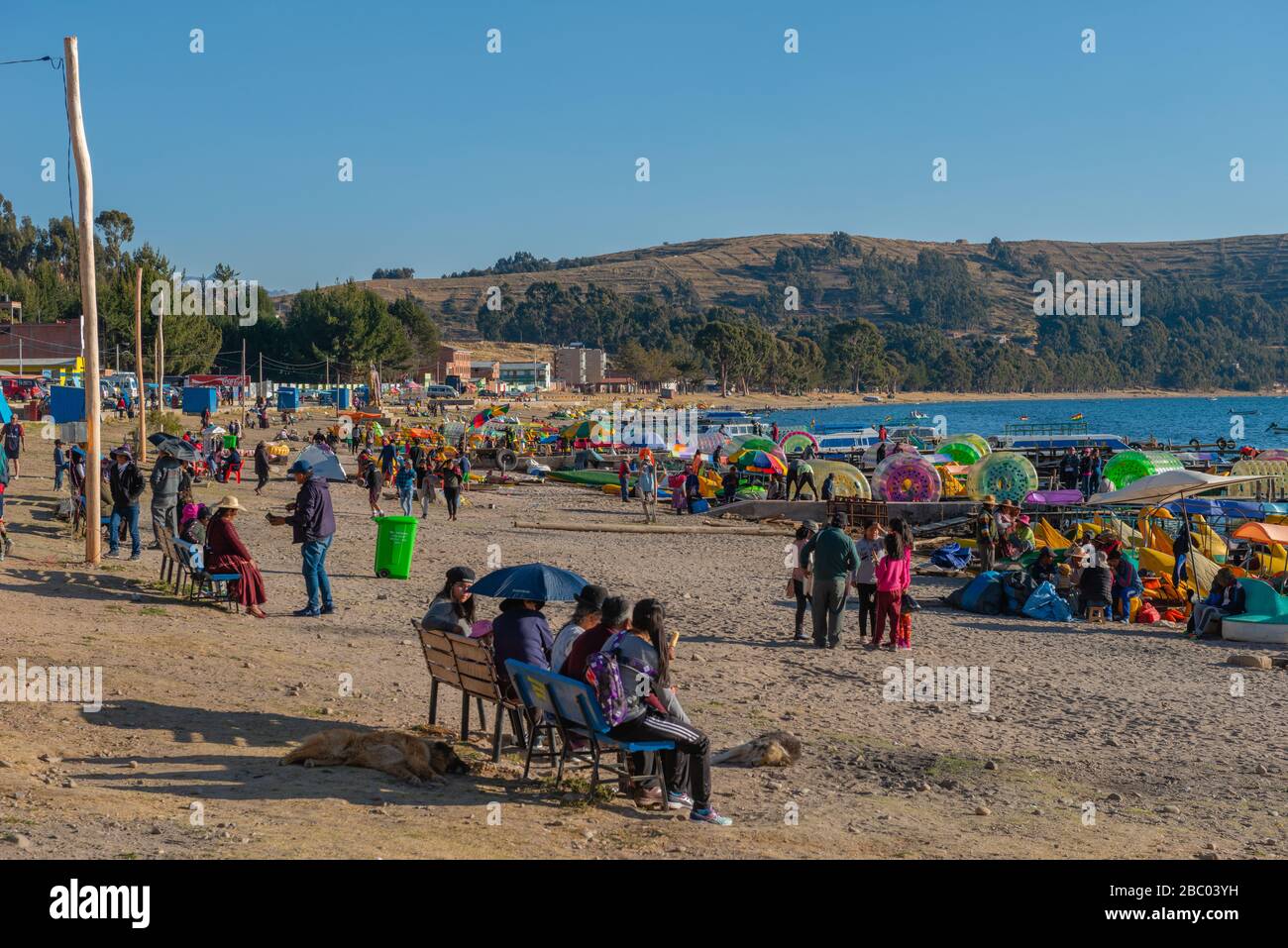 Beach of Copacabana, Lake Titicaca, Andes Mountains, Department La Paz, Bolivia, Latin America Stock Photo