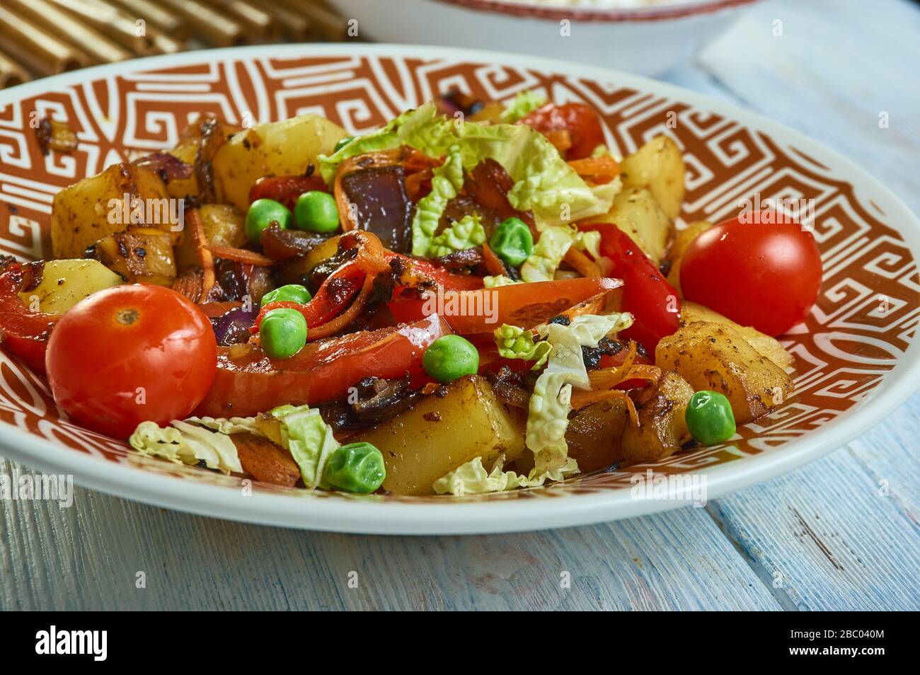 Ethiopian Vegetable Tibs, Ethiopian dish consisting of spicy Stock Photo