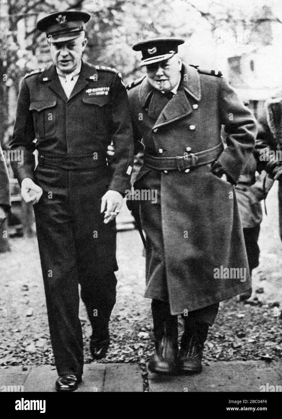 Winston Churchill with General Eisenhower in Normandy just after D-Day, June 1944. Stock Photo