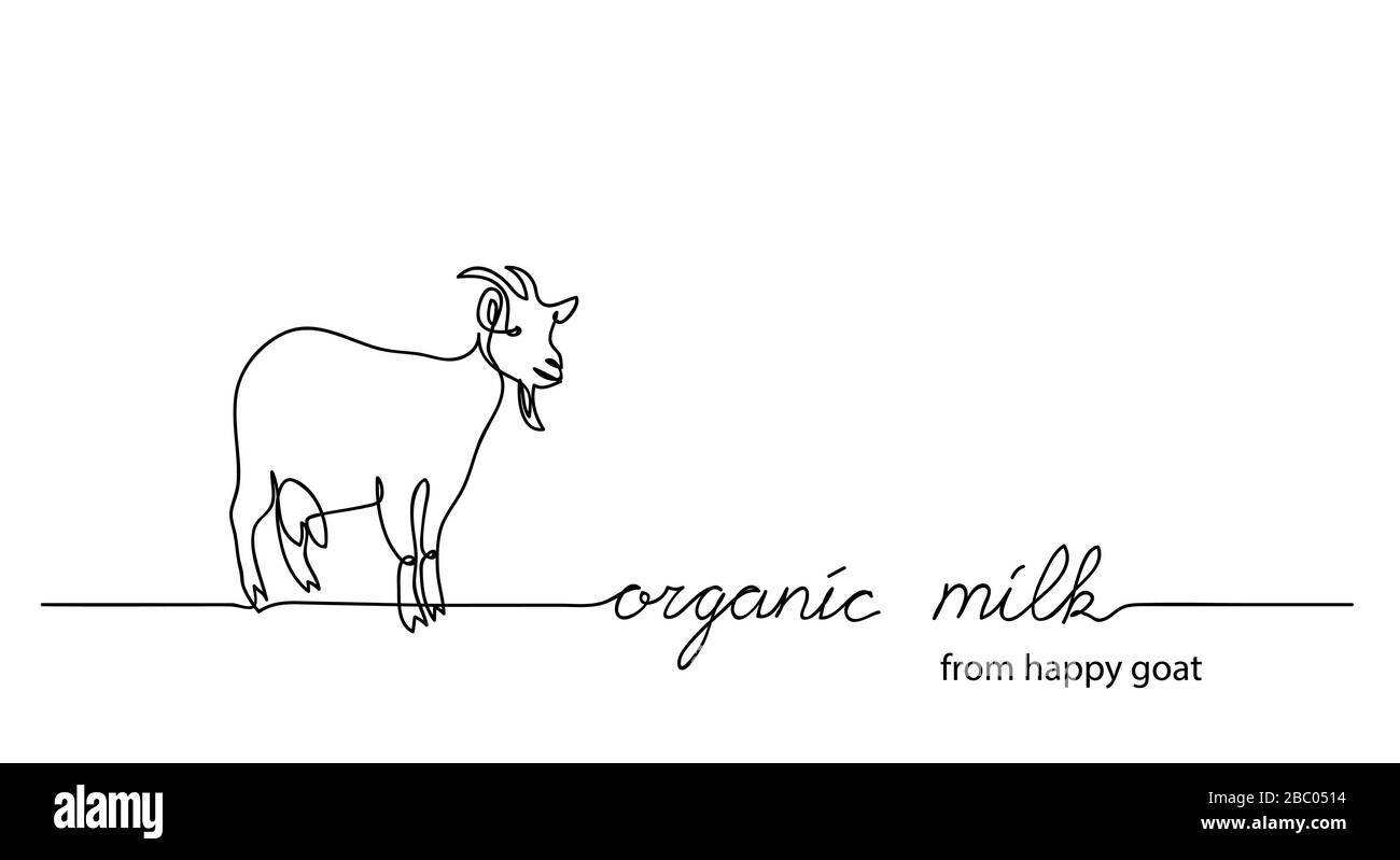 Organic milk from happy goat. One continuous line drawing Stock Vector