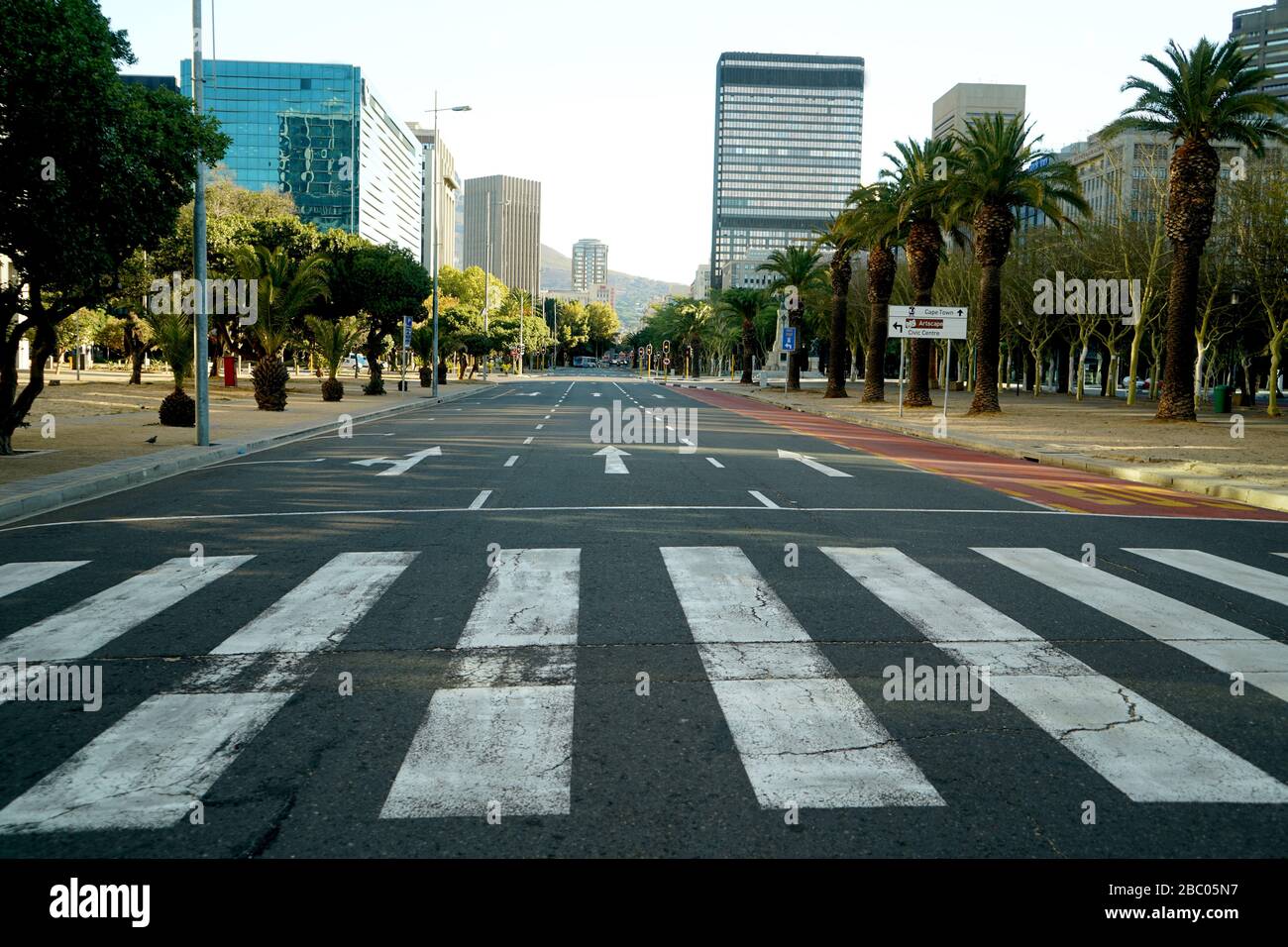 2 April 2020 - Cape Town,South Africa : Empty streets in the city of Cape Town during the lockdown for Covid-19 Stock Photo