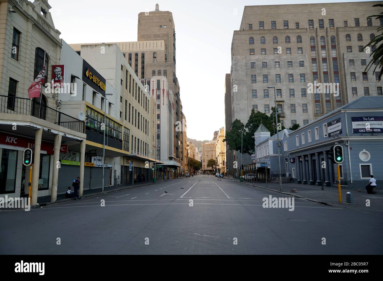 2 April 2020 - Cape Town,South Africa : Empty streets in the city of Cape Town during the lockdown for Covid-19 Stock Photo