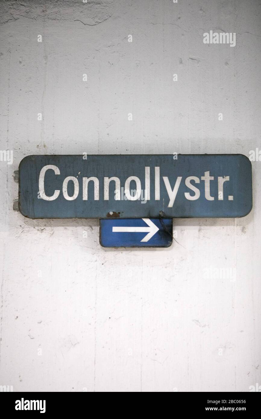 Connollystraße in Munich's Olympic Park, named after the US-American three-jump Olympic champion of Athens (1896) James Brendan Connolly. [automated translation] Stock Photo