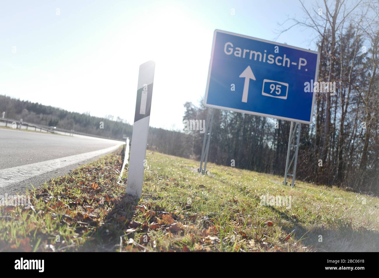 On the way on the A95 from Munich towards Garmisch. A lot of accidents happen on this route, which is very popular with Rasern. [automated translation] Stock Photo
