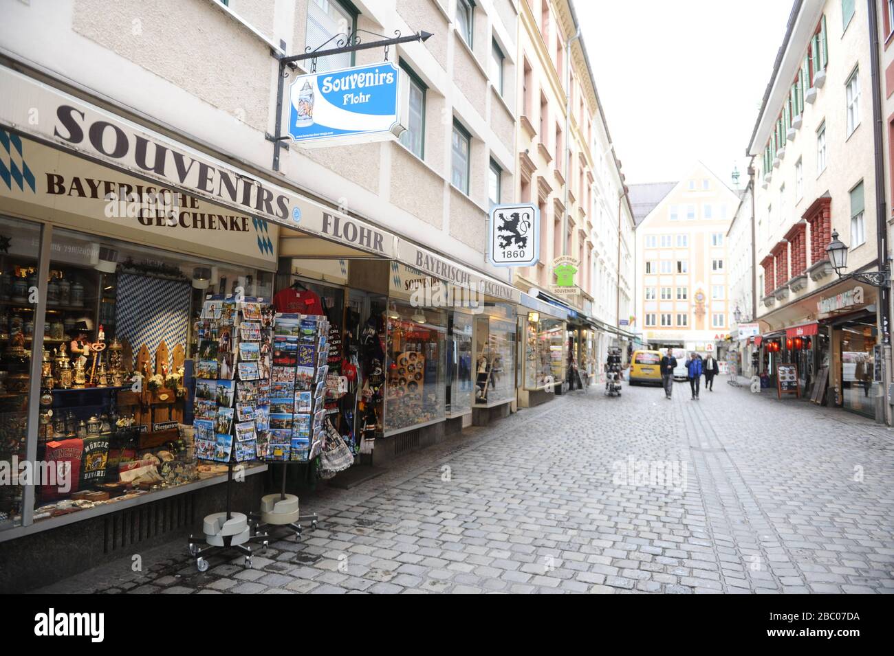 Serious effects of the corona virus: Munich's inner city, otherwise well frequented by tourists, is deserted. [automated translation] Stock Photo