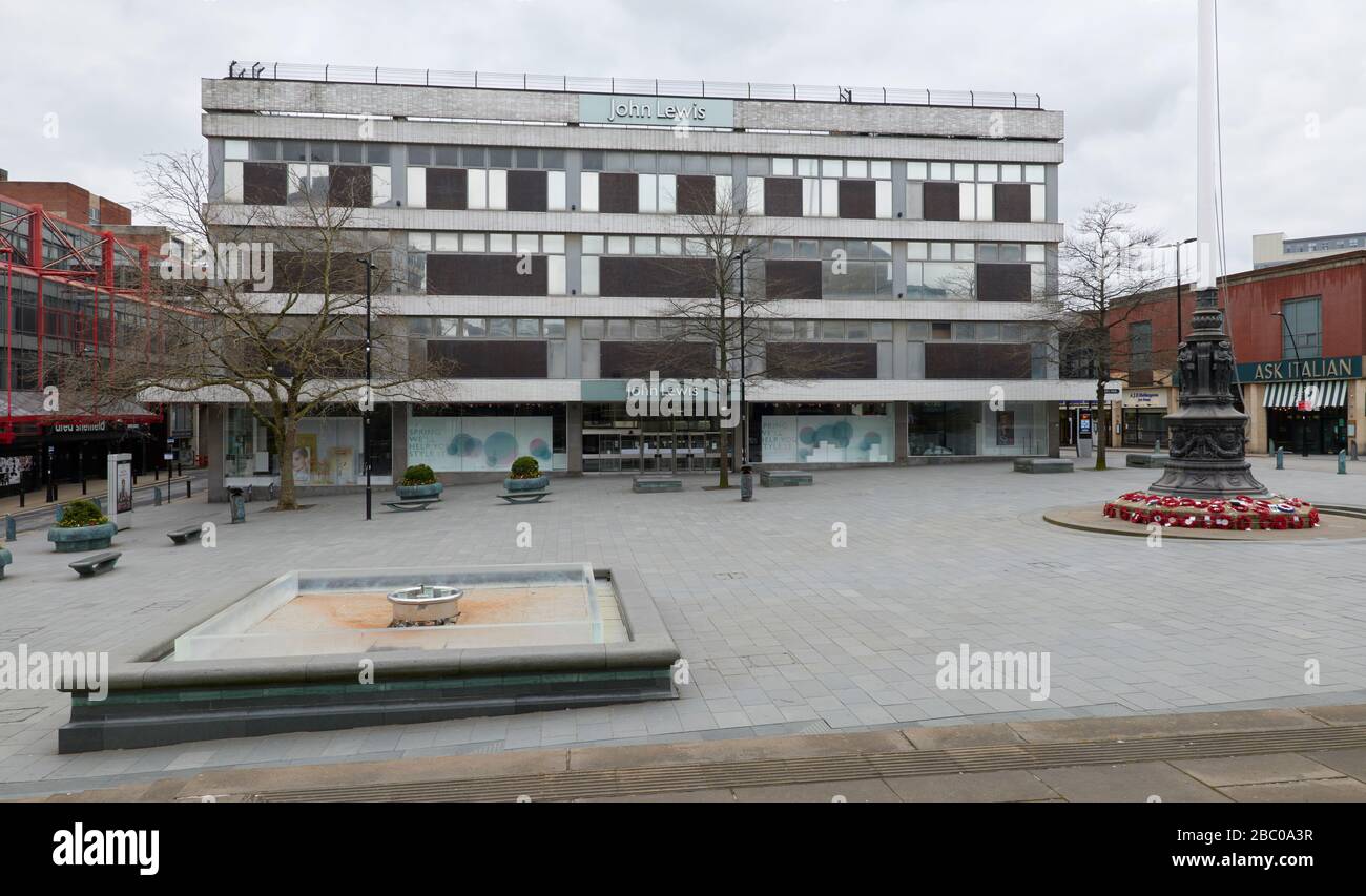 A deserted Barker's Pool and closed John Lewis department store