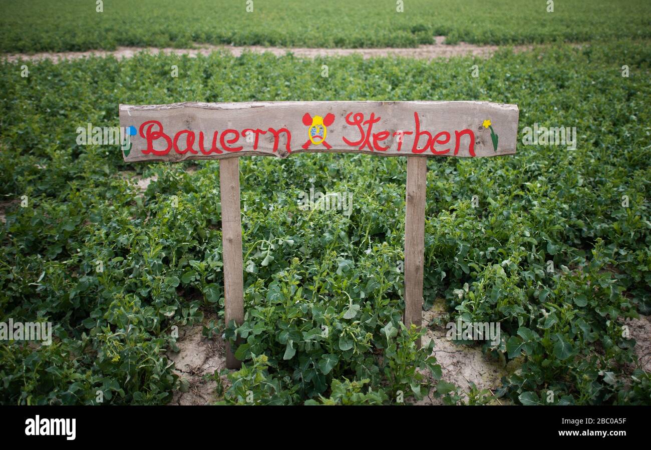 Sehnde Germany 02nd Apr 2020 A Sign Bauern Sterben Farmers