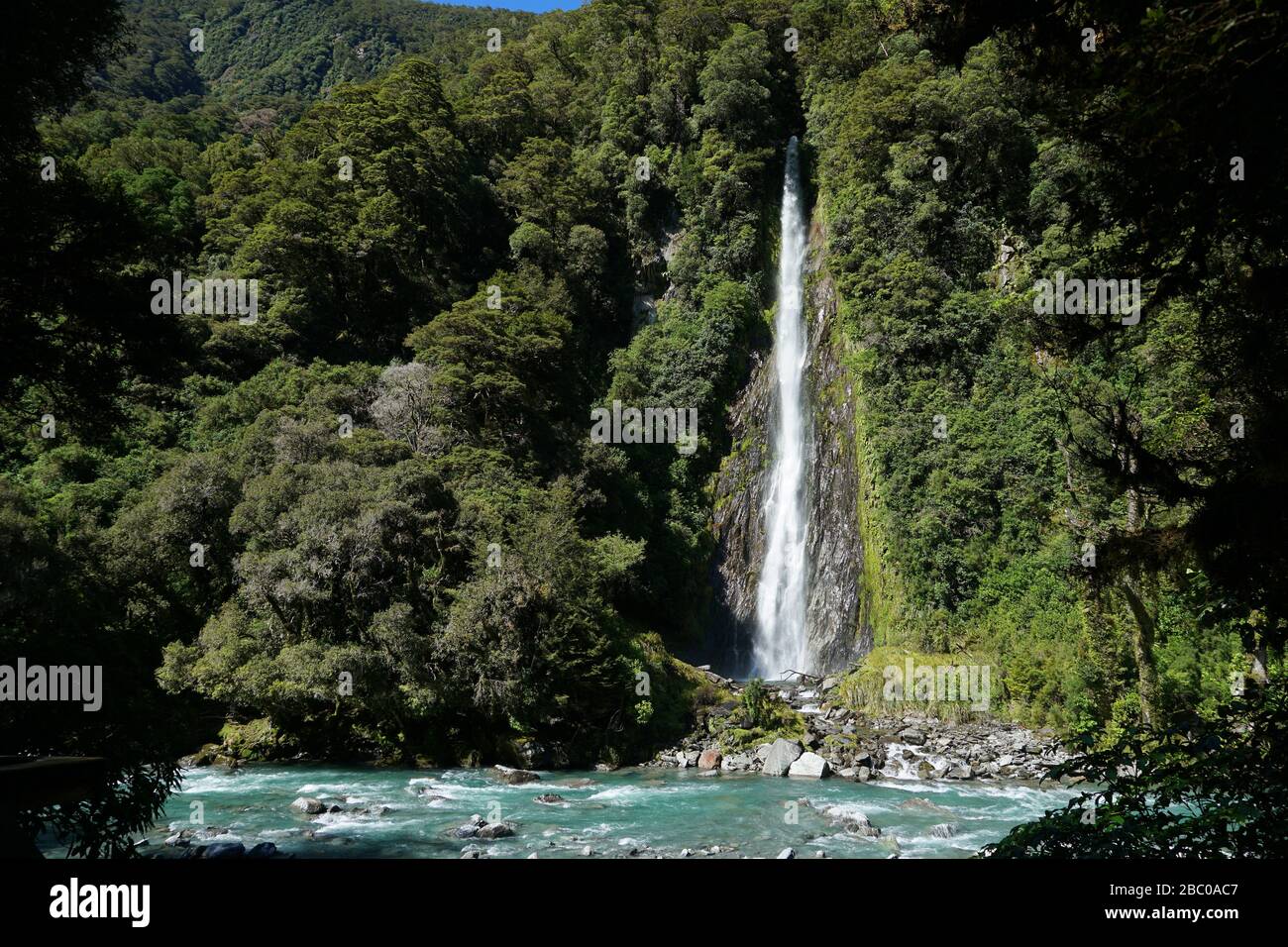 Thunder Creek Falls New Zealand Stock Photo