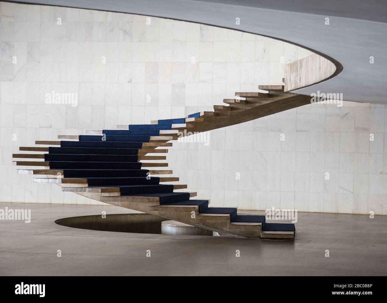 Modernist design of stairs seen inside Itamaraty Palace, Brazilia Stock Photo