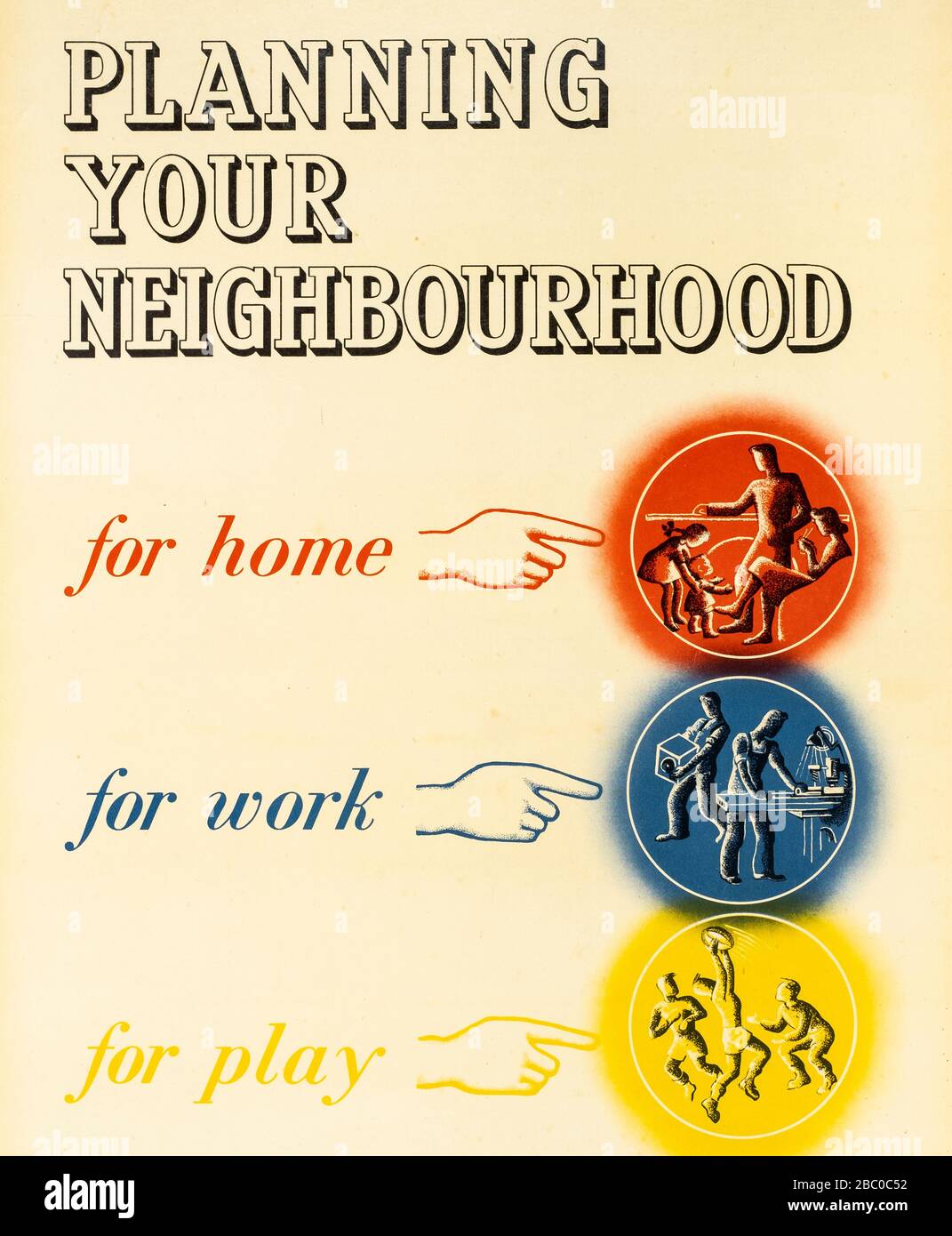 'Planning Your Neighbourhood' book cover from 1945 by Erno Goldfinger for the UK Air Ministry Stock Photo