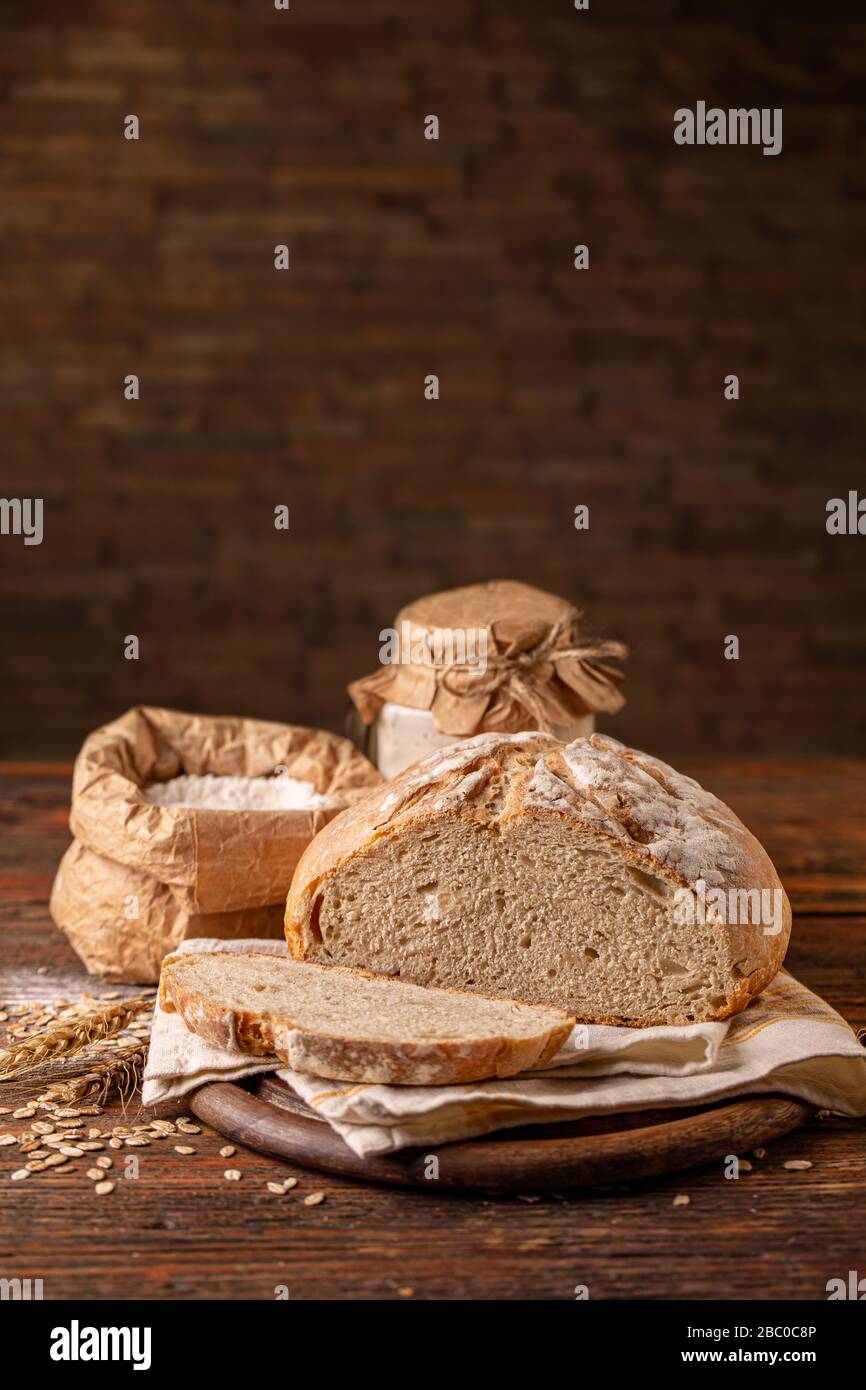 Artisan sliced sourdough bread Stock Photo