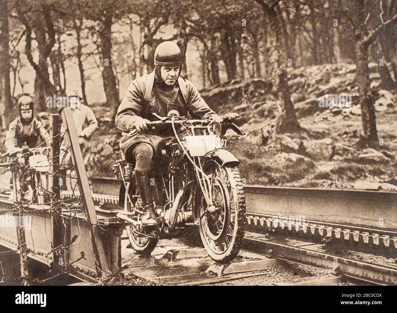 'Up Snowdon by Motorcycle' sales brochure illustration from 1924 for B.S.A. Cycles Ltd Stock Photo