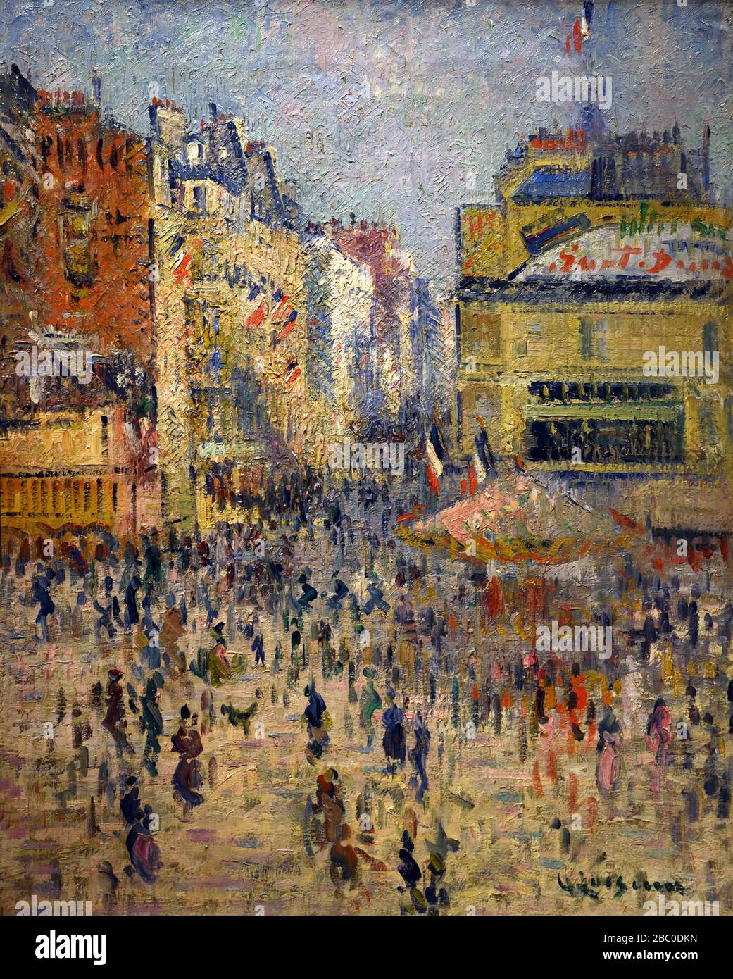 Rue Clignancourt, Paris, 14th July Gustave Loiseau. 1865-1935  France, French, Bastille Day, Quatorze juillet Stock Photo