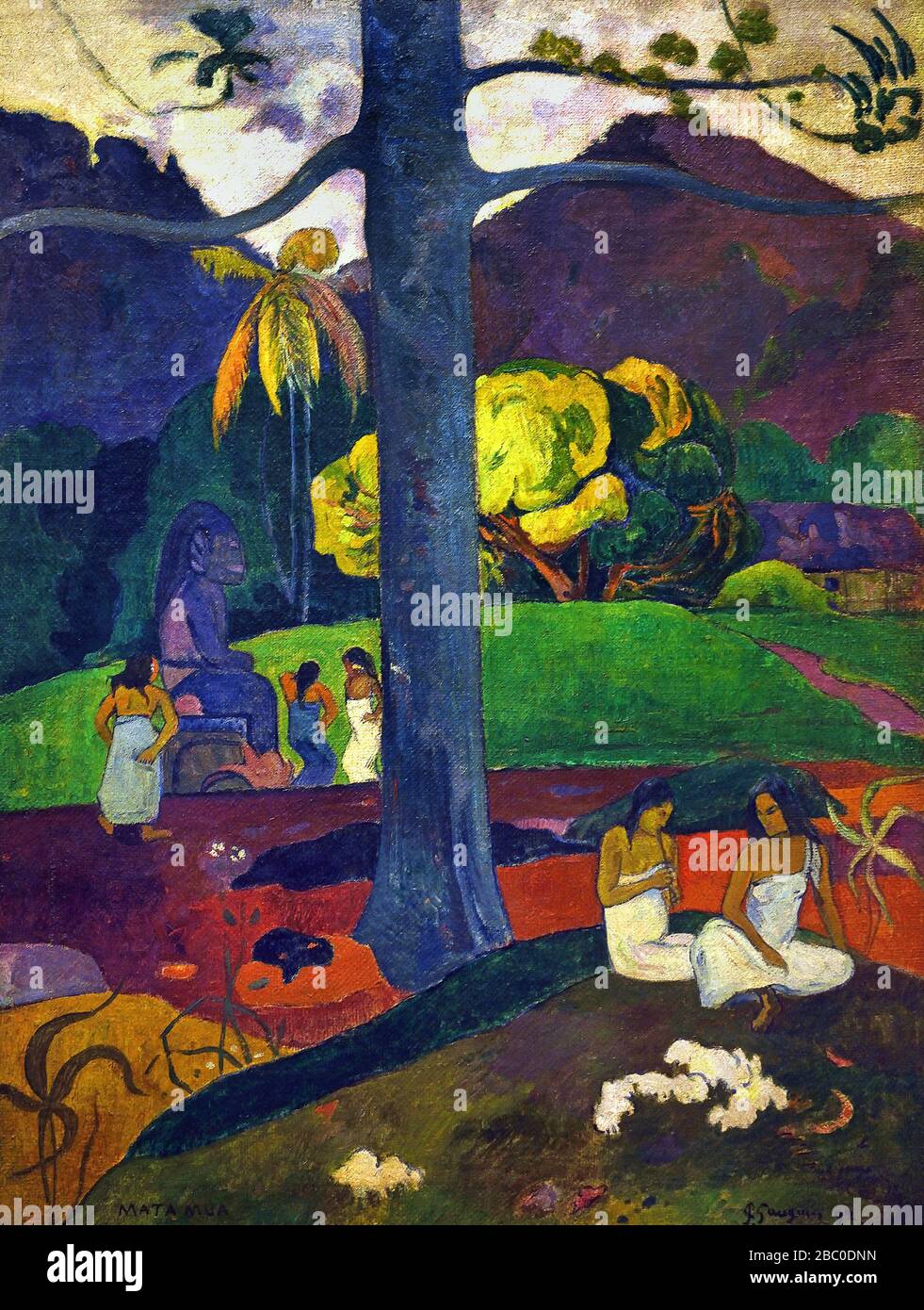 Muta Mua (In olden Times) 1892 Paul Gauguin - Eugène Henri Paul Gauguin 1848 – 1903 was a French post-Impressionist artist, France. ( Died ,8 May 1903, Atuona, Marquesas Islands, French Polynesia ) Painter, Sculptor. Stock Photo