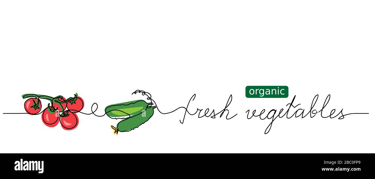 Cucumbers Lettering Tomatoes, cucumbers vector illustration. Organic fresh vegetables ...