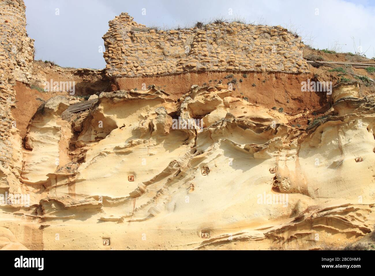 Eroded cliffs on the beach of Anzio, Italy Stock Photo