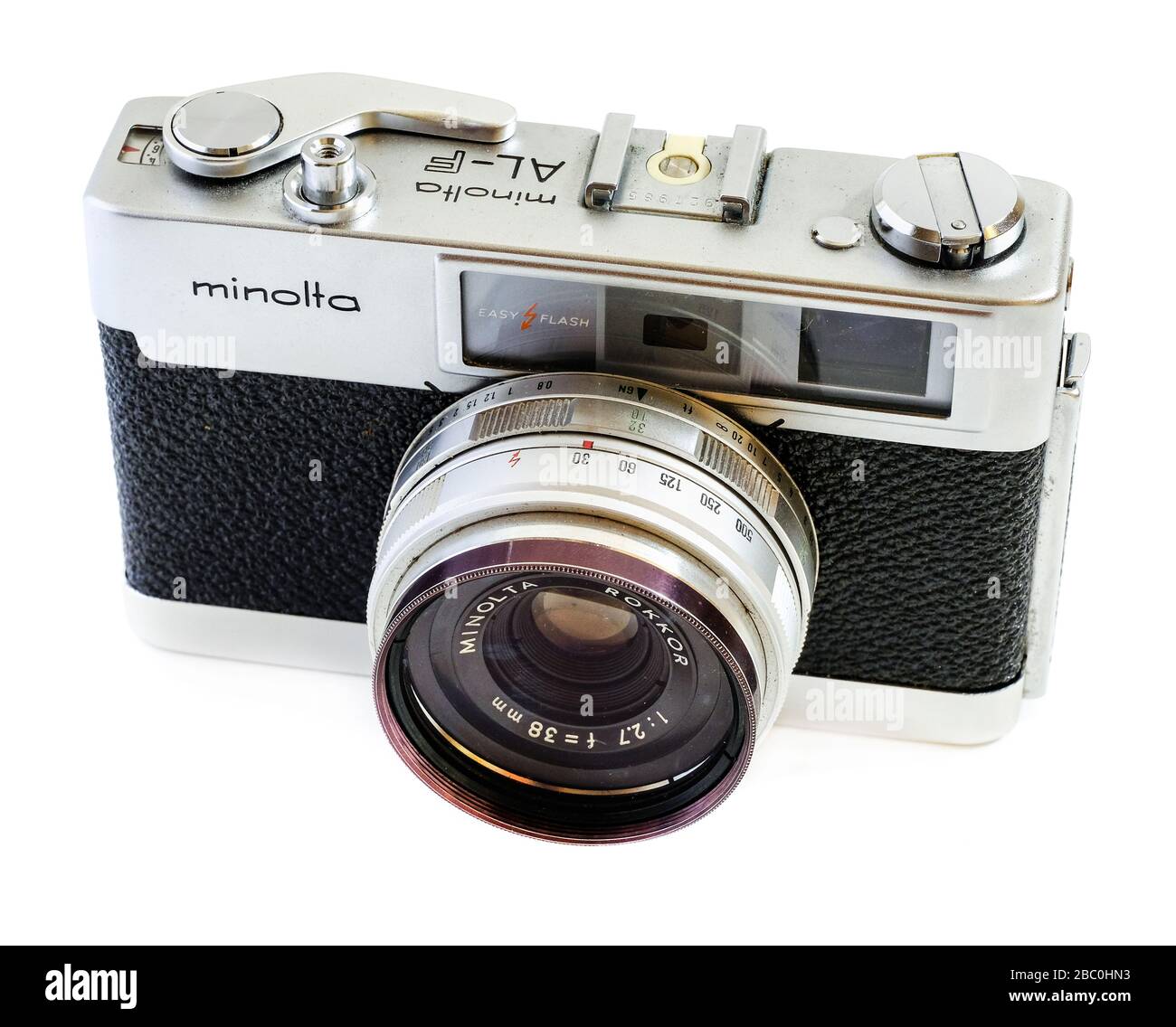 Vintage Minolta AL-F 35mm rangefinder film camera from 1967 with Rokkor 38mm f/2.7 lens Stock Photo