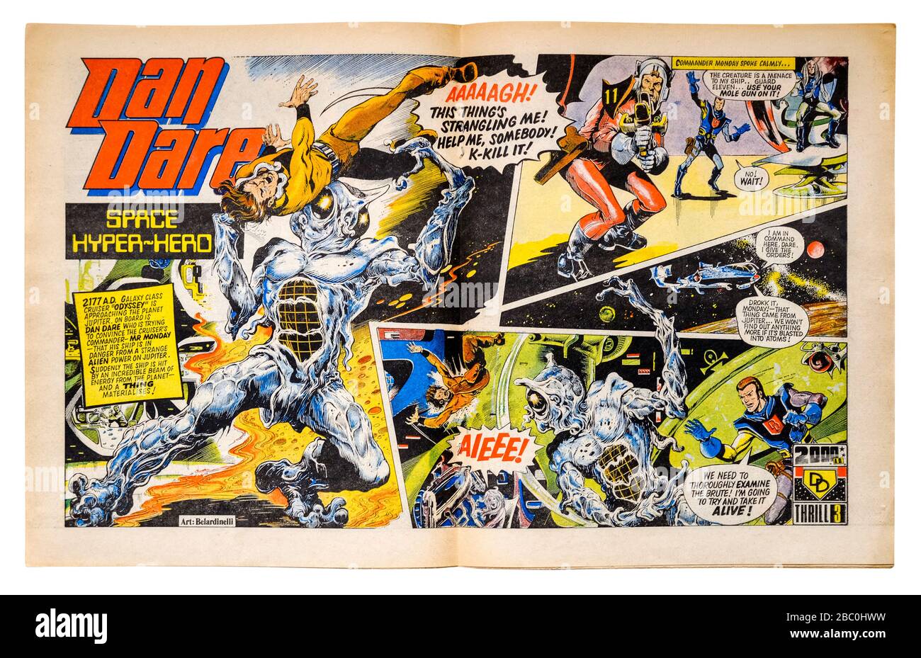 Early copy (No 3) of '2000 A.D.', the popular British weekly sci-fi comic from the 1970's, featuring Dan Dare (12th March 1977) Stock Photo