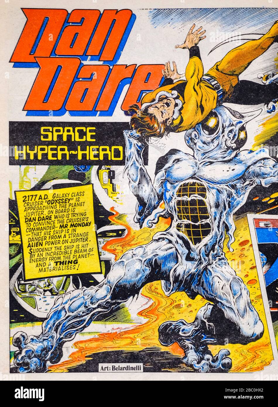 Early copy (No 3) of '2000 A.D.', the popular British weekly sci-fi comic from the 1970's, featuring Dan Dare (12th March 1977) Stock Photo