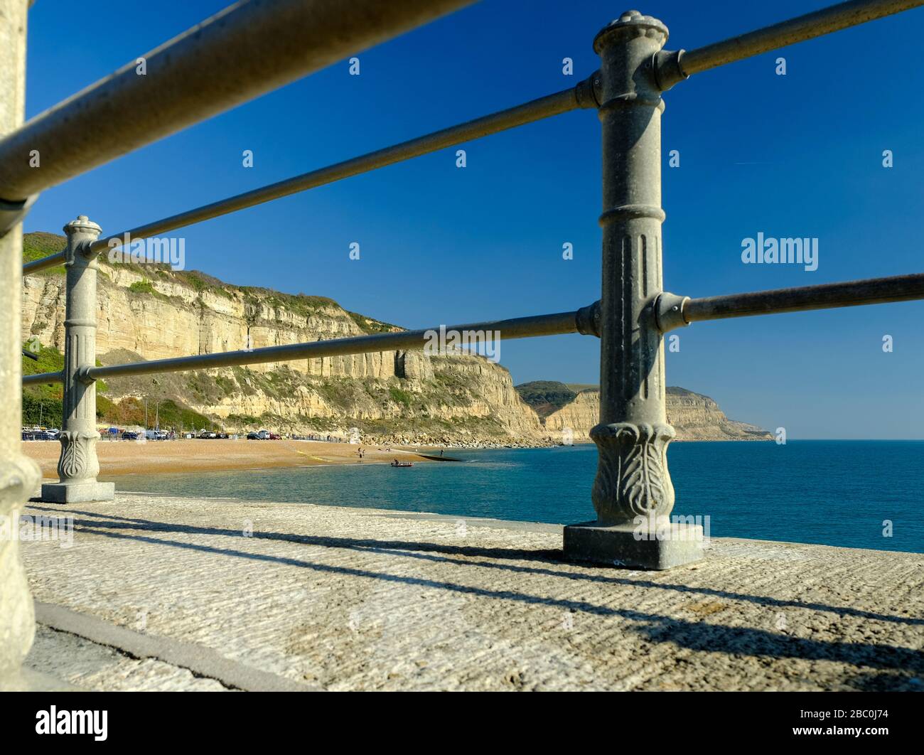 View of East Cliff at Hastings, East Sussex, UK Stock Photo