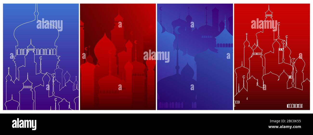 Modern poster template set with Arabian buildings. Abstract Cover Design with creative Shapes. Design collection, abstract Stock Vector