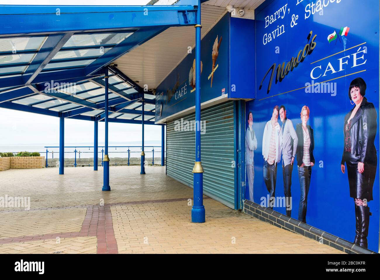 Marco's café at Barry Island, a famous Gavin & Stacey location, is closed during the Covid-19 crises. Stock Photo